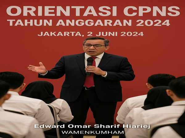 Wamenkum Sambut CPNS Kementerian Hukum Tahun Anggaran